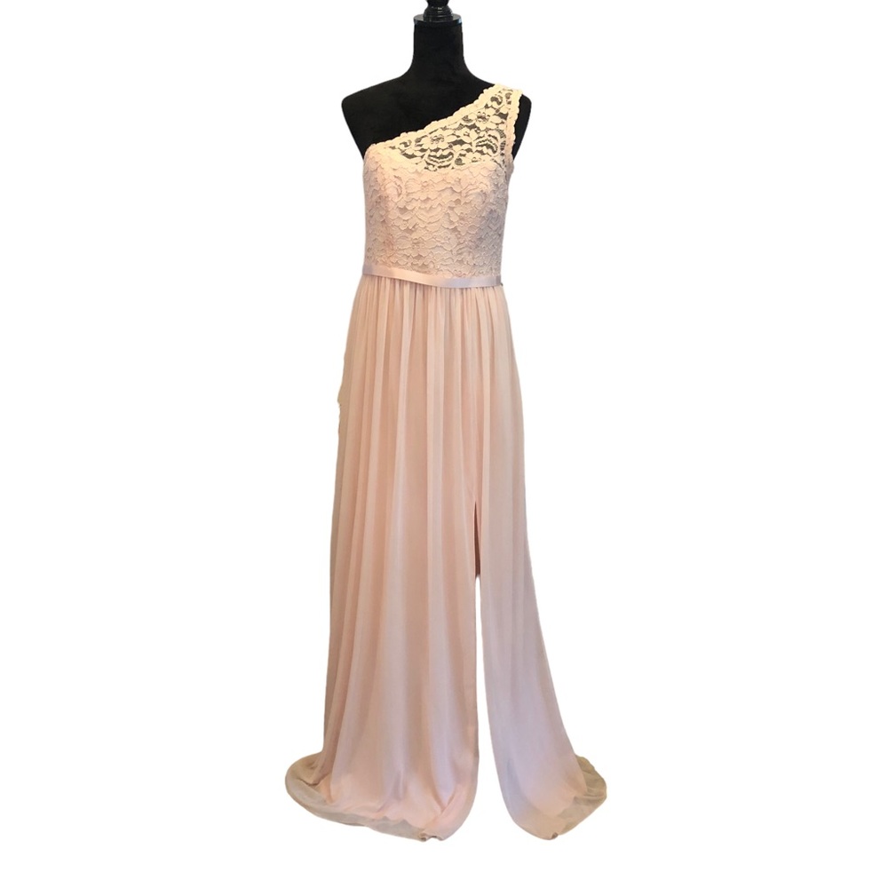 David’s Bridal One Shouldered Pink Gown size 10 - Picture 5 of 14